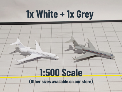 2x Bombardier Global 7500 Business Private Jet Models 1:500 Scale Diorama