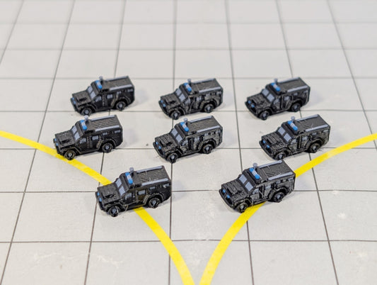 SWAT Police Armoured Vehicle/Truck (x8) Airport GSE Vehicles 1:500 Scale Scenery