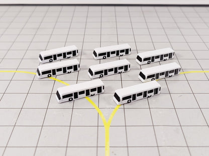 8x White Airport Bus Set GSE Ground Service Vehicle Models 1:400 Scale Diorama
