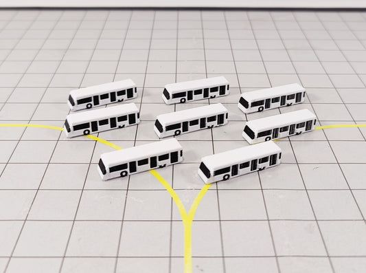 8x White Airport Bus Set GSE Ground Service Vehicle Models 1:400 Scale Diorama