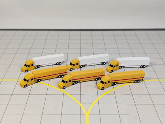 6x Yellow Trucks US style Airport GSE Vehicles 1:400 Scale Diorama (Rotating)