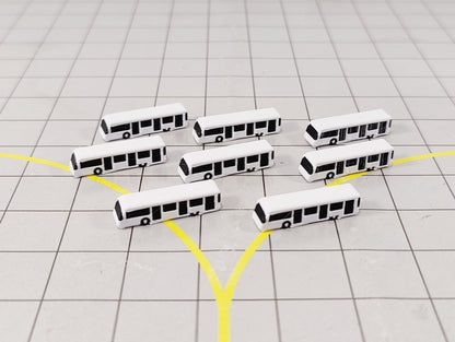 8x White Airport Bus Set GSE Ground Service Vehicle Models 1:500 Scale Scenery