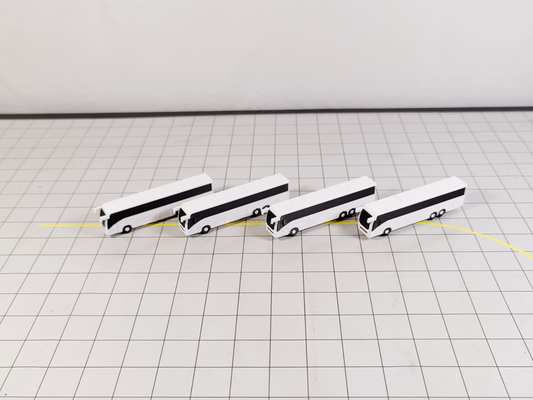 4x White Twin Axle Coach/Bus Aircraft Airport GSE Set Models 1:200 Scale Diorama