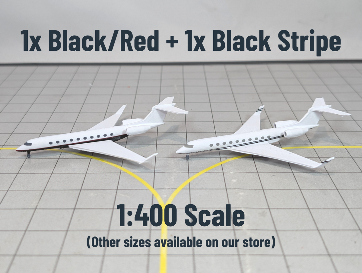 2x Gulfstream G700 Business Private Jet 1:400 Scale Models Airport Diorama