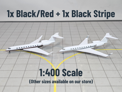 2x Gulfstream G700 Business Private Jet 1:400 Scale Models Airport Diorama