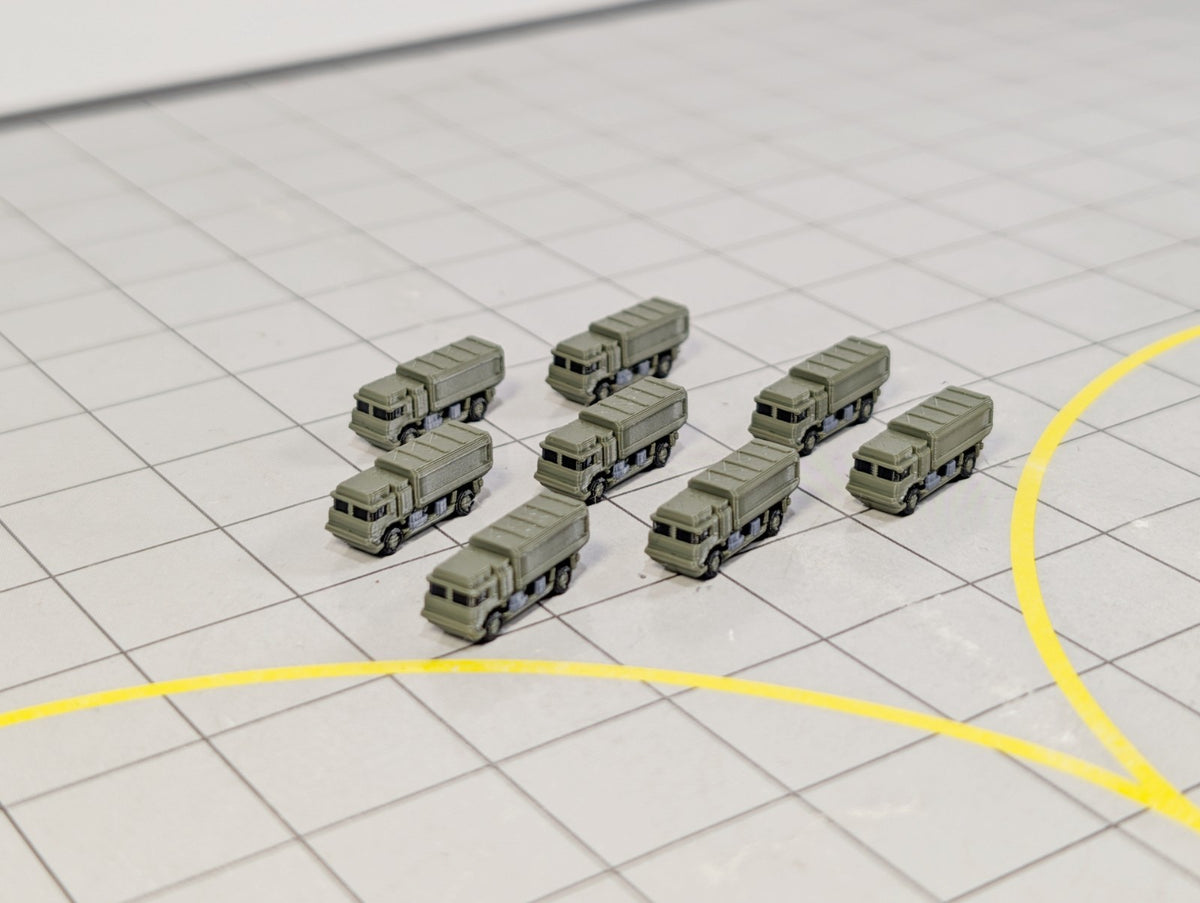 Military Transport Trucks (x8) Airport GSE Army Vehicles 1:500 Scale Diorama