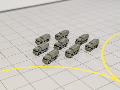 Military Transport Trucks (x8) Airport GSE Army Vehicles 1:500 Scale Diorama