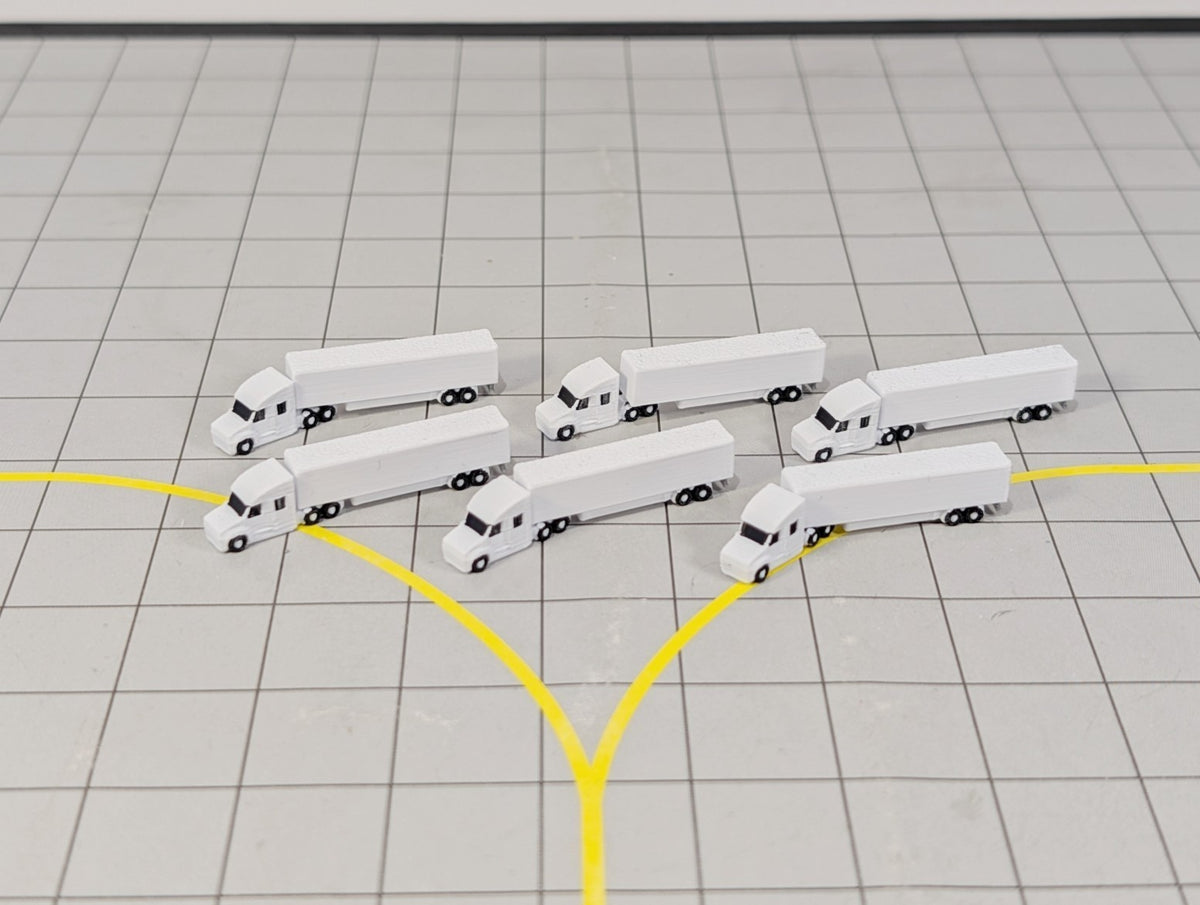 6x Trucks US style (Rotating) Airport GSE Service Vehicles 1:500 Scale Diorama