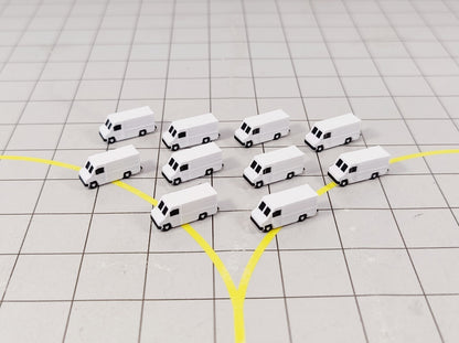 10x Courier Delivery Step Vans US Style Airport GSE Vehicles 1:400 Scale
