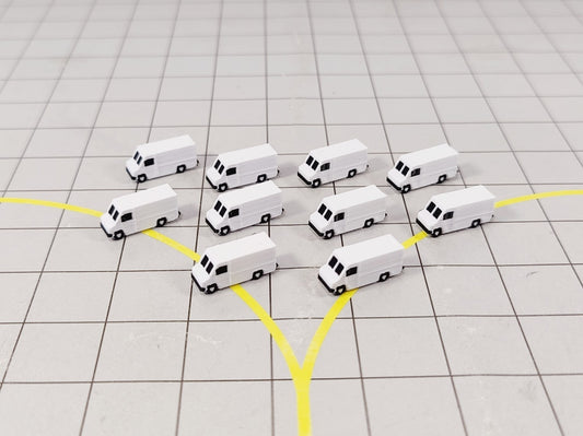 10x Courier Delivery Step Vans US Style Airport GSE Vehicles 1:400 Scale