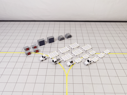 4x White Tug & Dolly ULD Cargo Trailers Airport GSE Vehicle Models 1:200 Scale