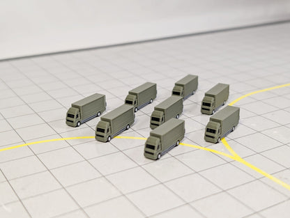 Military Rigid Trucks (x8) Airport Cargo Lorry GSE Vehicles 1:400 Scale Diorama