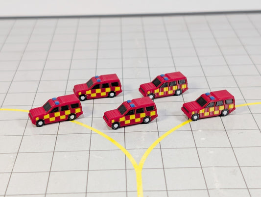 Fire Responder Cars (x5) Airport GSE Emergency Vehicles 1:200 Scale Scenery