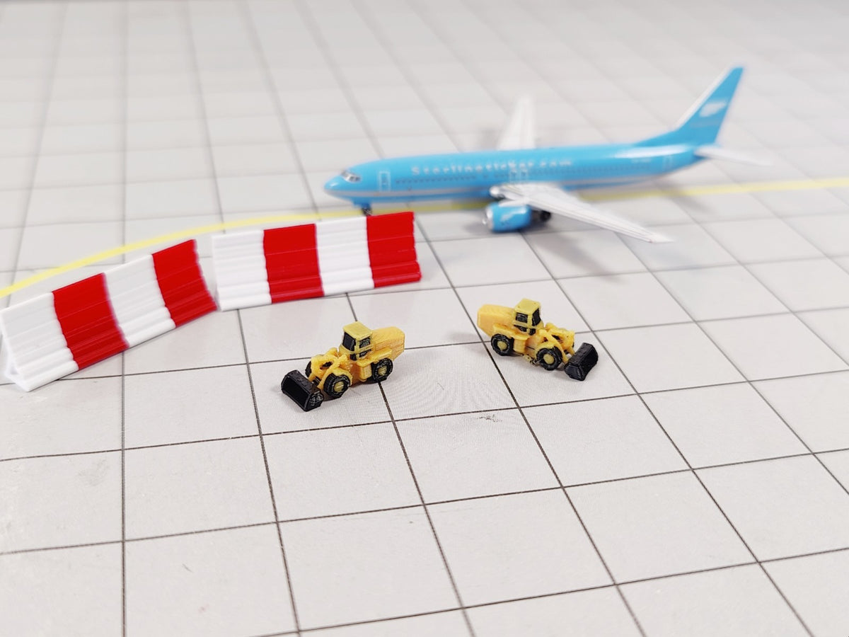 8x Front Loader Diggers Airport Construction Site GSE Scenery Models 1:500 Scale