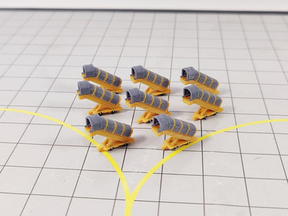 8x White Widebody COVERED AIRCRAFT STAIRS Airport GSE Models 1:400 Scale Diorama - DHL Yellow