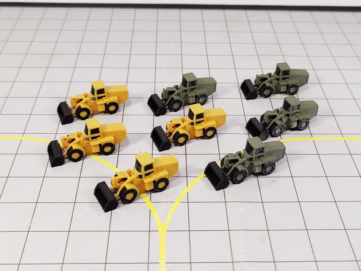 4x Front Loader Diggers Airport Construction Site GSE Scenery Models 1:200 Scale