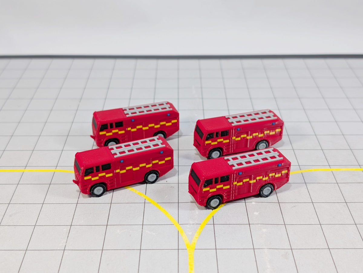 Fire Trucks (x4) Airport GSE Emergency Rescue MPRV Vehicles 1:200 Scale Scenery