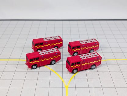 Fire Trucks (x4) Airport GSE Emergency Rescue MPRV Vehicles 1:200 Scale Scenery