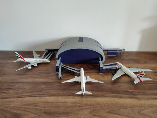 Dubai DXB Airport Terminal Building + Extending Bridges Model 1:400 Scale Custom