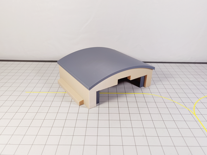 Black Curved Aircraft Hangar Maintenance Building Airport Model 1:400 Scale - Beige