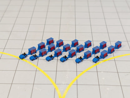 Tug & Dolly Baggage Trailers (6x Southwest Blue) Airport GSE Vehicle 1:400 Scale