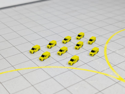10x Small Engineering Vans Airport Aircraft Vehicles Models 1:400 Scale - Yellow