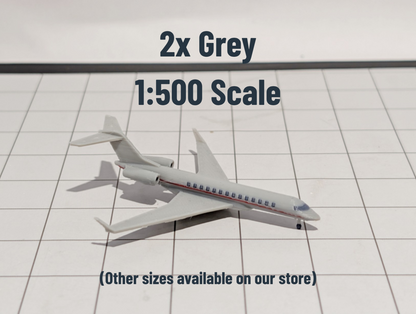 2x Bombardier Global 7500 Business Private Jet Models 1:500 Scale Diorama