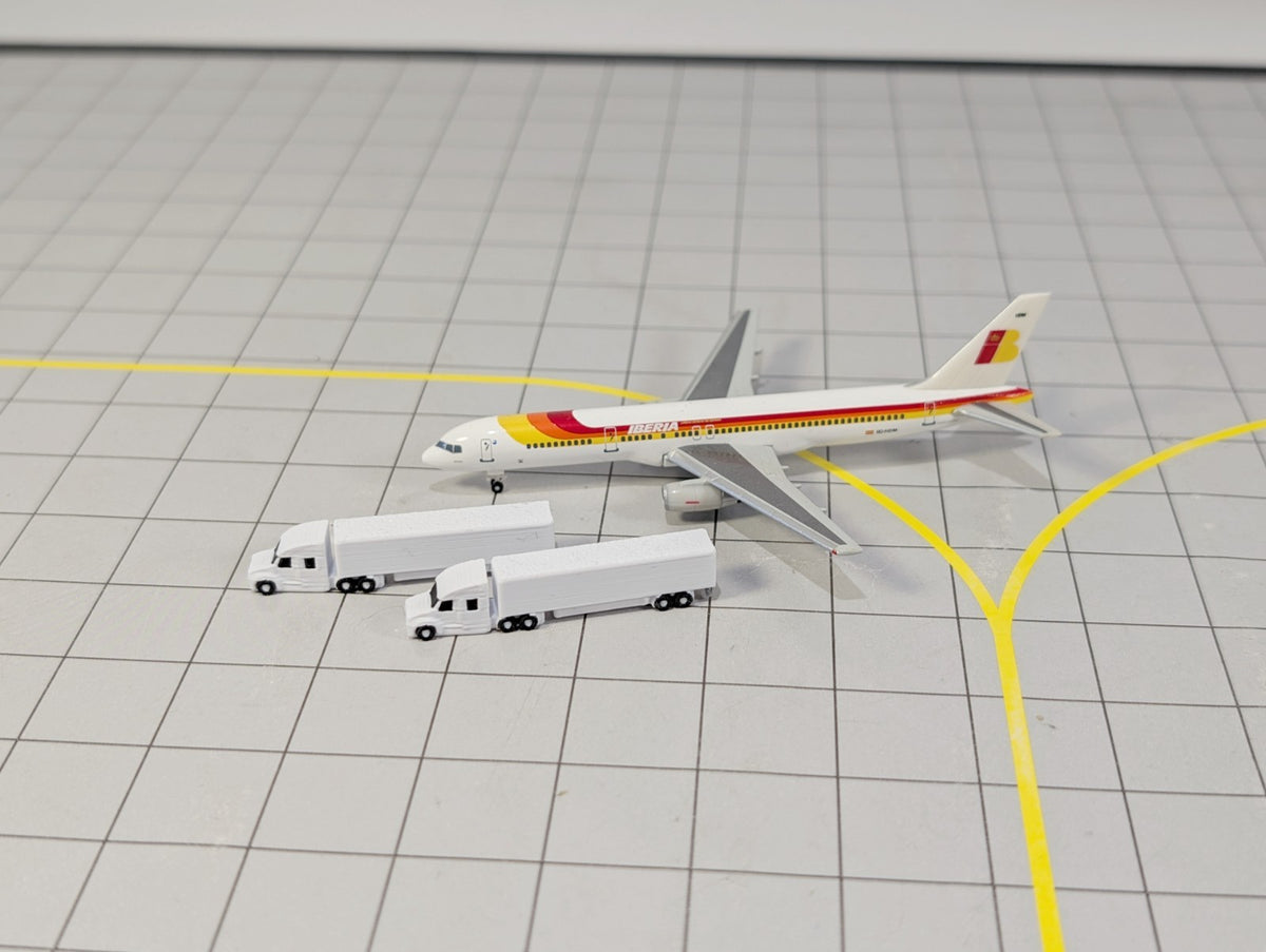 6x Trucks US style (Rotating) Airport GSE Service Vehicles 1:500 Scale Diorama