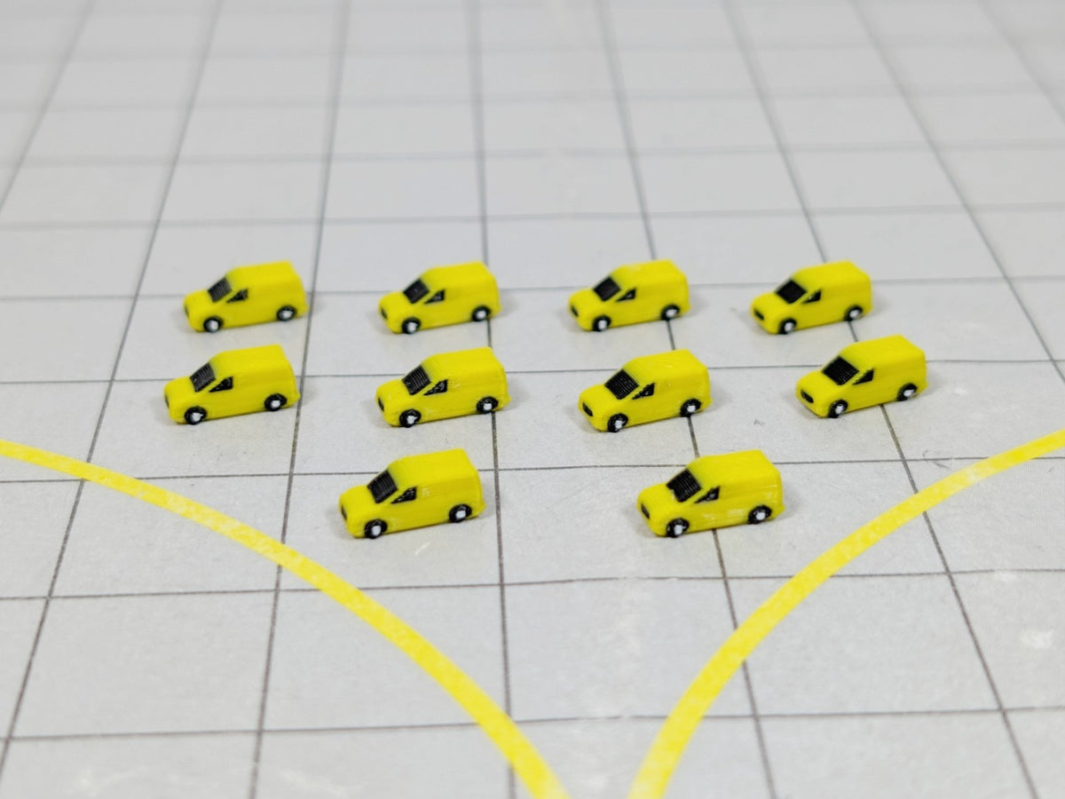 10x Small Engineering Vans Airport Aircraft Vehicles Models 1:400 Scale - Yellow
