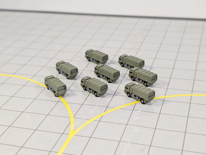 Military Transport Trucks (x8) Airport GSE Army Vehicles 1:400 Scale Diorama