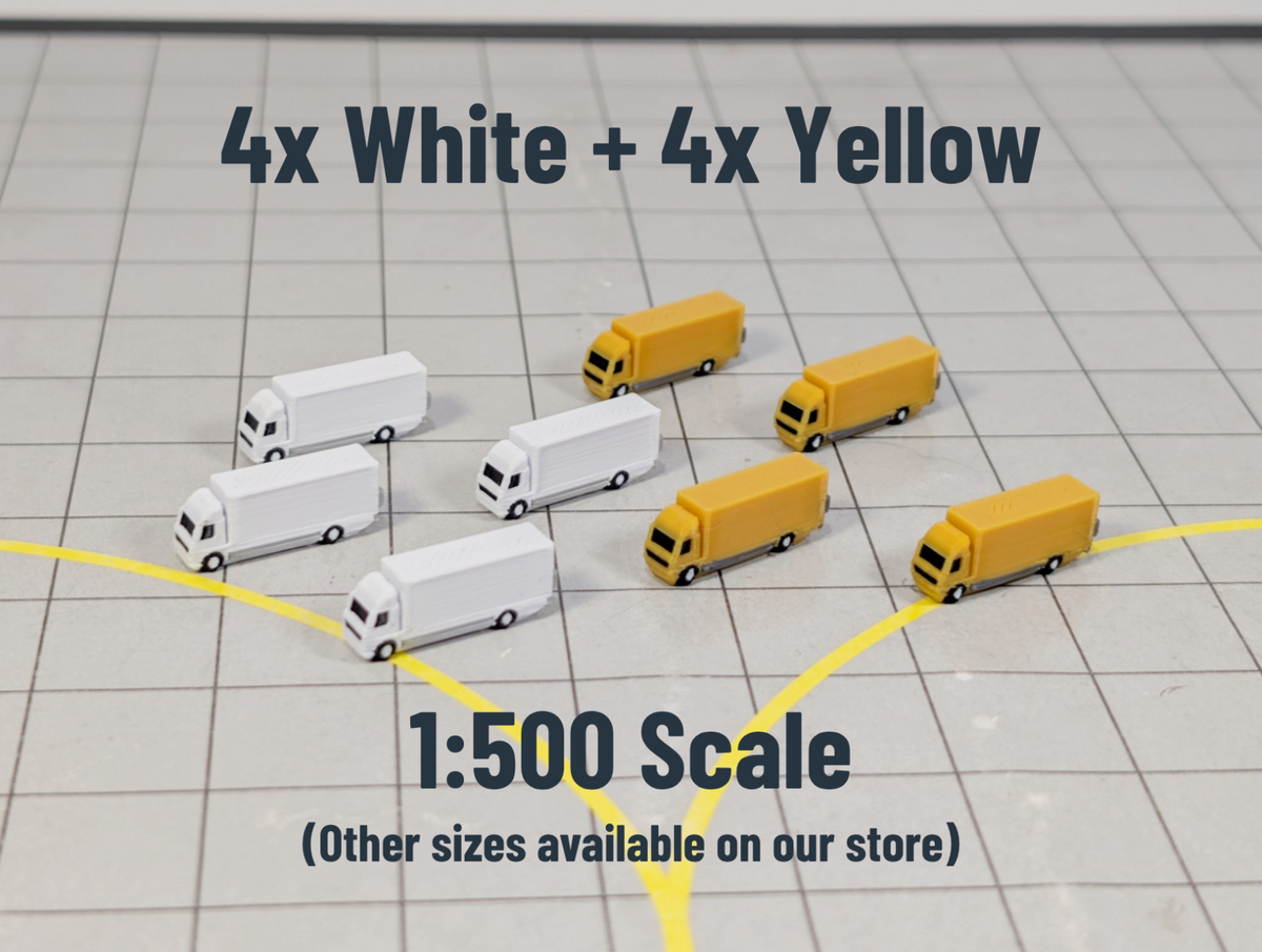 Rigid Trucks (x8) Airport Cargo Lorry GSE Vehicles 1:500 Scale Scenery Diorama
