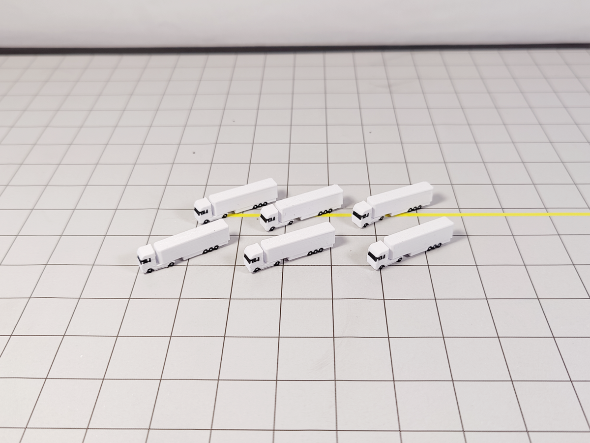 6x White Articulated Truck/Lorry Airport GSE Vehicle Models 1:500 Scale Rotating