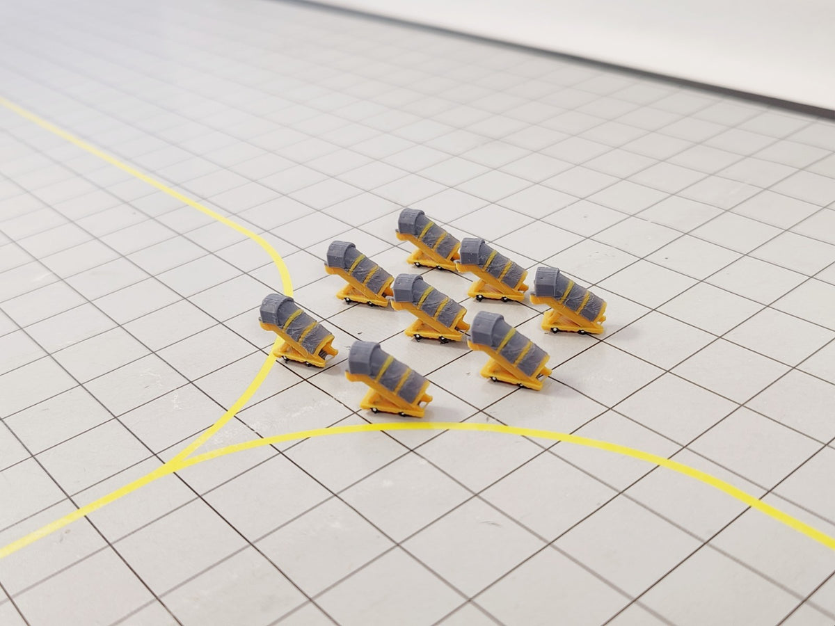 8x White Narrowbody COVERED AIRCRAFT STAIRS Airport GSE Models 1:400 Diorama - DHL Yellow