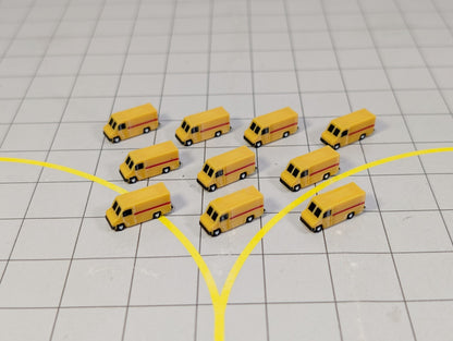 10x Courier Delivery Step Vans US Style Airport GSE Vehicles 1:400 Scale