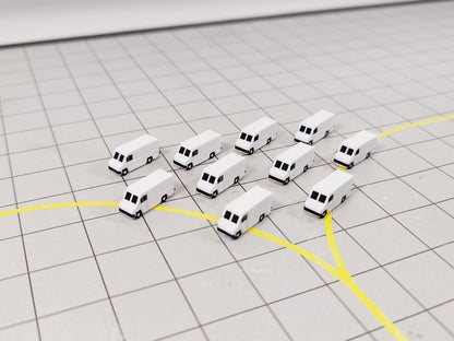10x Courier Delivery Step Vans US Style Airport GSE Vehicles 1:400 Scale