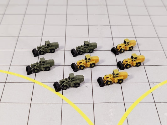 8x Front Loader Diggers Airport Construction Site GSE Scenery Models 1:500 Scale