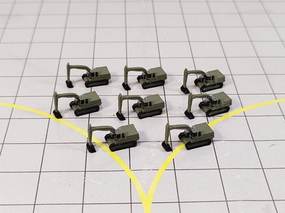 8x Excavator Diggers Airport Construction Site GSE Vehicle Models 1:500 Scale