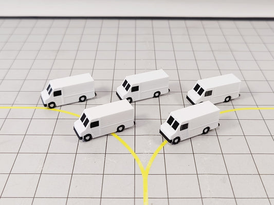 5x Courier Delivery Step Vans US Style Airport GSE Vehicles 1:200 Scale