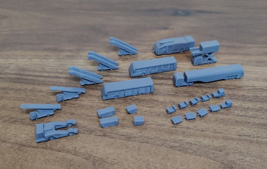 25x Wide Body GSE Ground Service 1:500 Scale Tug/Stair/Bus/Truck Airport Diorama