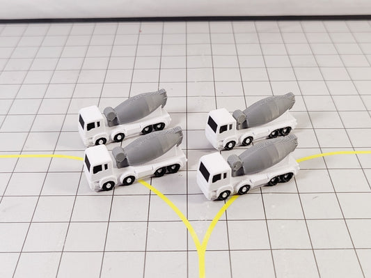 4x Cement Mixer Truck 1:200 Scale Airport Construction Site GSE Vehicle Models