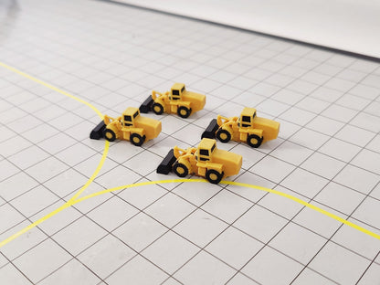 4x Front Loader Diggers Airport Construction Site GSE Scenery Models 1:200 Scale