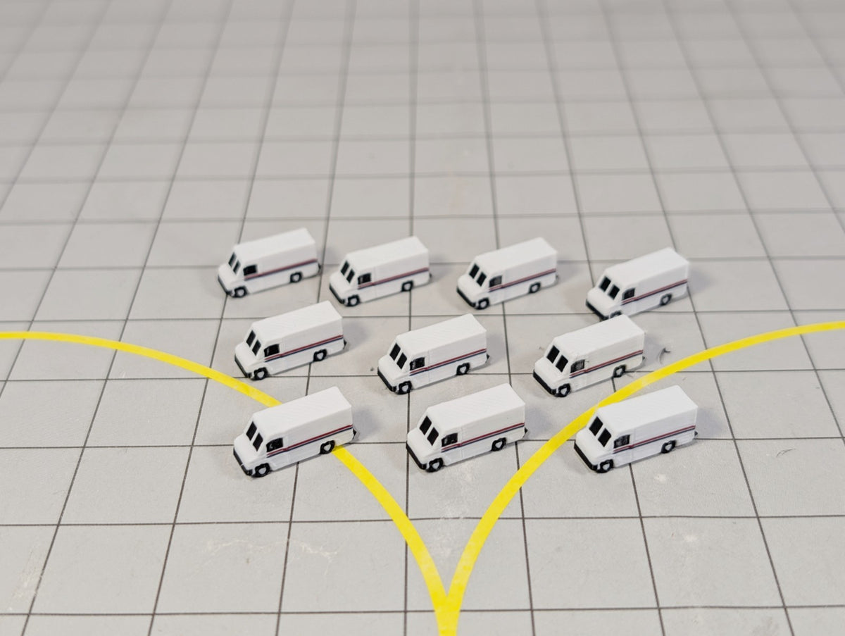 10x Courier Delivery Step Vans US Style Airport GSE Vehicles 1:400 Scale