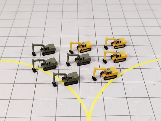 8x Excavator Diggers Airport Construction Site GSE Vehicle Models 1:500 Scale
