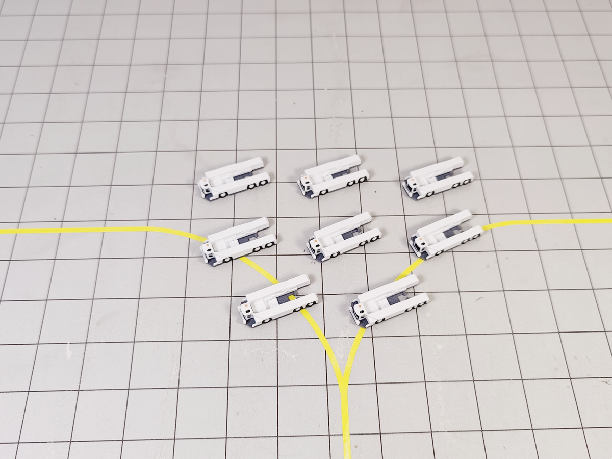 Aircraft Pushback Tugs (8x Twin Axle) Airport GSE White Models 1:400 Diorama