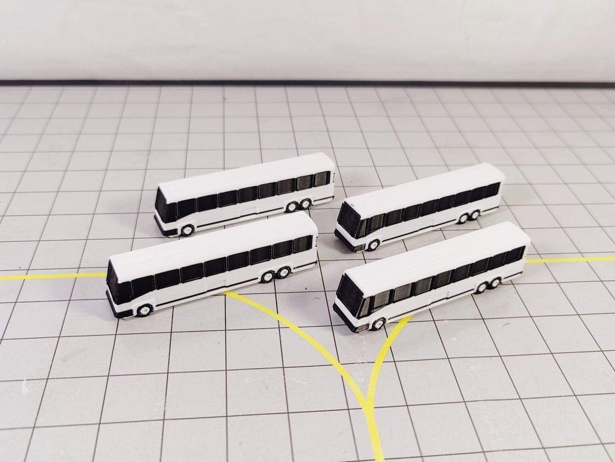4x Greyhound Bus/Coach US style Airport GSE Vehicle Models 1:200 Scale Diorama