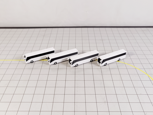 4x White Passenger Coach/Bus Aircraft Airport GSE Set Models 1:200 Scale Diorama