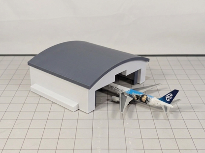 White Curved Aircraft Hangar Maintenance Building Airport Model 1:500 Scale