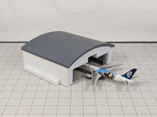 White Curved Aircraft Hangar Maintenance Building Airport Model 1:500 Scale