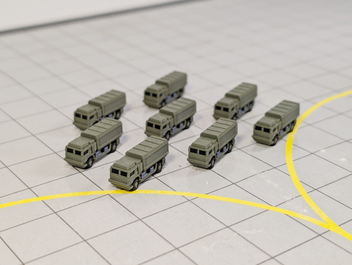 Military Transport Trucks (x8) Airport GSE Army Vehicles 1:400 Scale Diorama