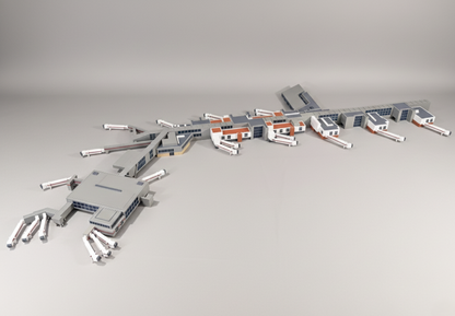 LONDON HEATHROW Terminal 3 (T3) 1:400 Scale Building Model Diorama + Bridges